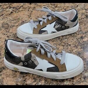 GOLDEN GOOSE White Leather Star Camo Little KIDS Lace Up Sneaker Shoe 32 1 Italy